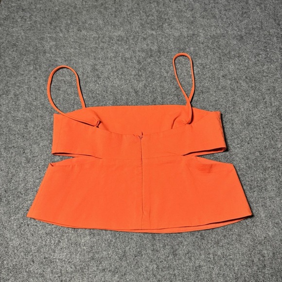 Zara Side Cut Out Crop Top Cami Tank Size S Orange Preppy Boho City Festival - Picture 4 of 6